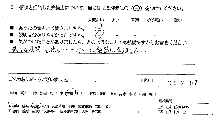 お客様の声（ご相談者の声）口コミ・評判